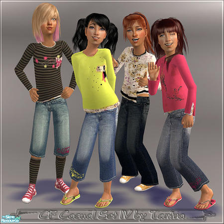 Sims 2 — CF Casual Set IV by Tantra — Four casual outfits and one new mesh for little girls.
