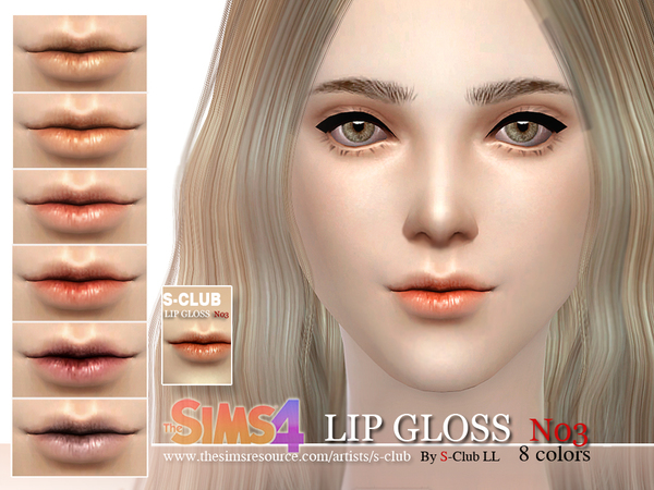 Sims 4 — S-Club LL thesims4 Lipstick Glossy 03 by S-Club — Hello guys, Our second Lipstick for you, includ 8 colors,