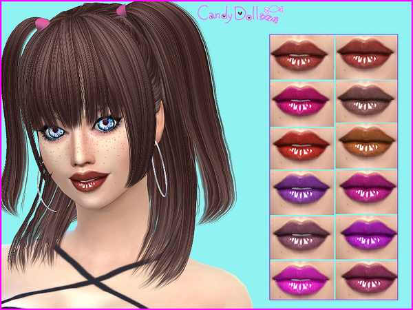Sims 4 — CandyDoll Liquid LipGloss by CandyDolluk — Super shiny lip gloss with and without teeth looks and goes great