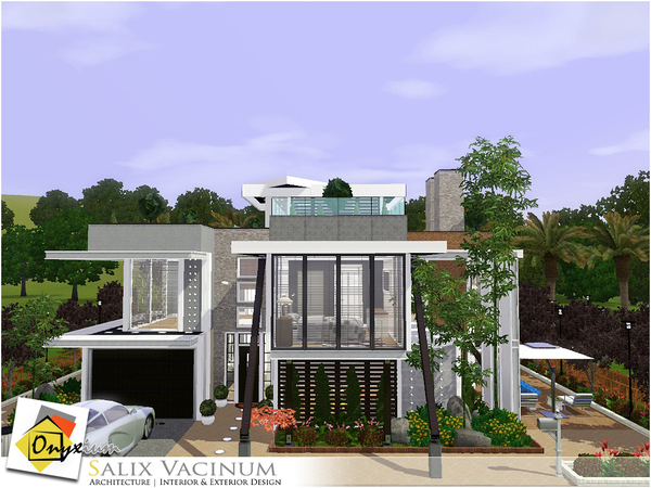 Sims 3 — Salix Vacinum by Onyxium — On the first floor: Living Room | Dining Room | Kitchen | Bathroom | Garage On the