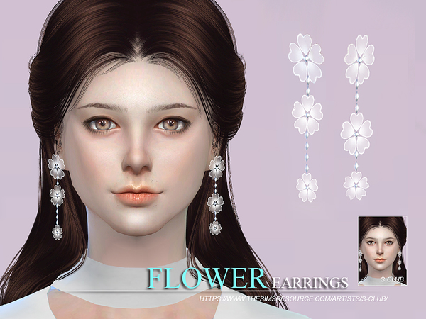 Sims 4 — S-Club WM thesims4 flower earrings by S-Club — flower earring for you, hope you like, thank you. Merry Christmas