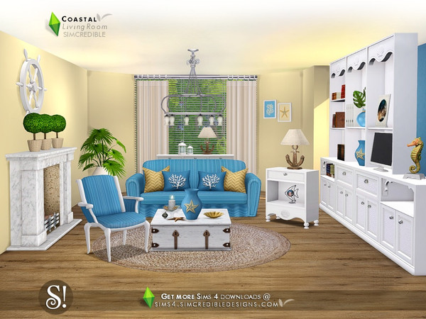 Sims 4 — Coastal Living by SIMcredible! — Bringing the common area of your beachy homes, the Nautical style is now on