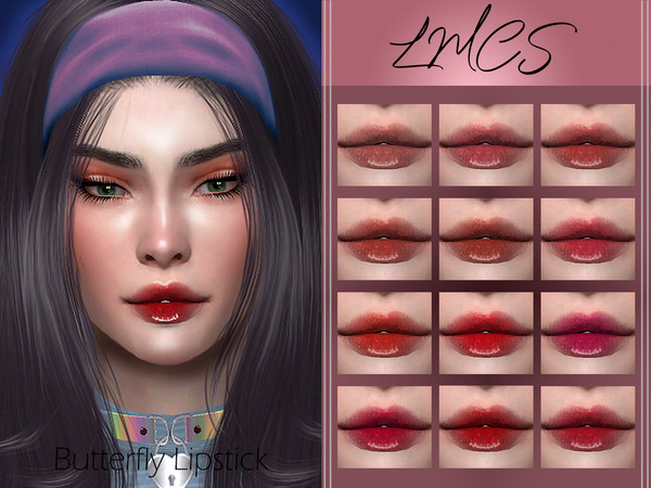 Sims 4 — LMCS Butterfly Lipstick by Lisaminicatsims — -New Mesh -12 swatches -All Skin