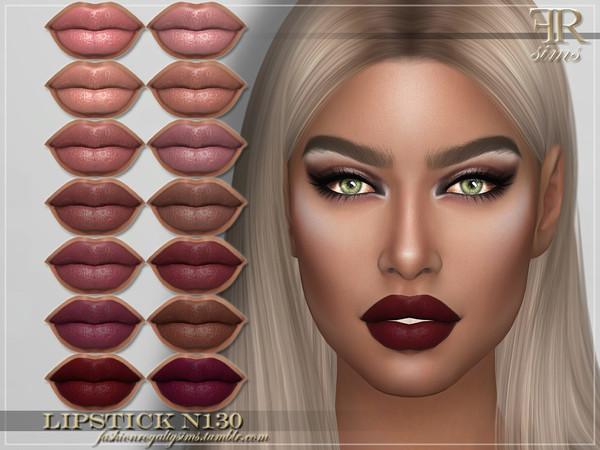 Sims 4 — Lipstick N130 by FashionRoyaltySims — Standalone Custom thumbnail 14 color options HQ texture Compatible with HQ