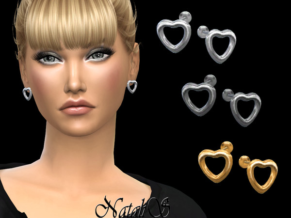 Sims 4 — NataliS_Open heart stud earrings by Natalis — Open heart stud earrings. FT-FA-FE 3 colors.