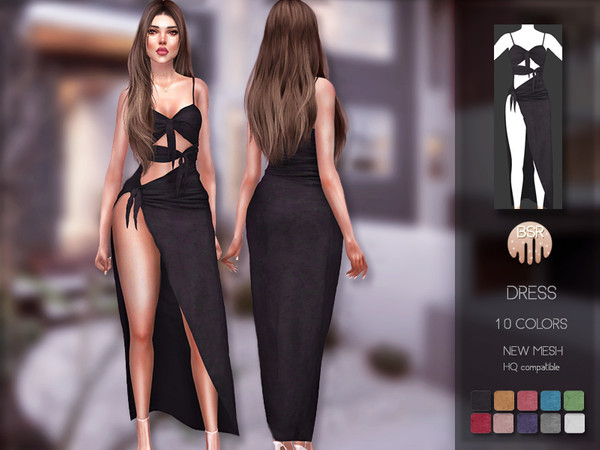 Sims 4 — Dress BD201 by busra-tr — 10 colors Adult-Elder-Teen-Young Adult For Female Custom thumbnail -Compatible with HQ