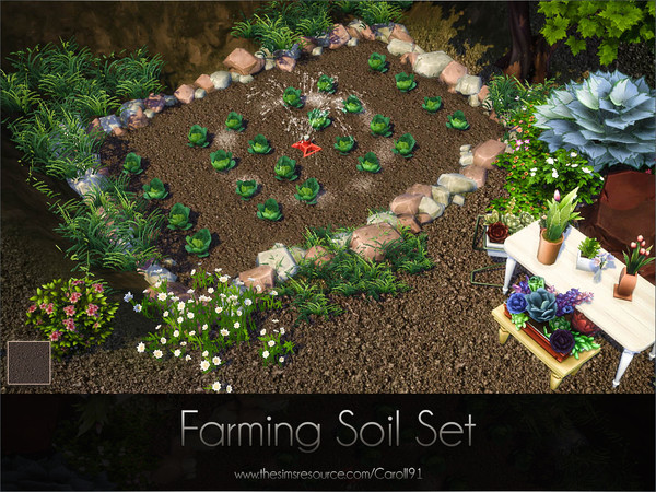 Sims 4 — Farming Soil Set by Caroll912 — A set of a finer detail floor and larger detail terrain paint. Both creations