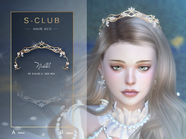 Sims 4 — S-Club LL ts4 Hair CC 202018 by S-Club — The Crystal Crown hope you like, thank you. Classified in the hat (CAS)