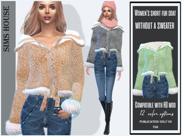 Sims 4 — Women's short fur coat without a sweater by Sims_House — Women's short fur coat without a sweater 12 options.