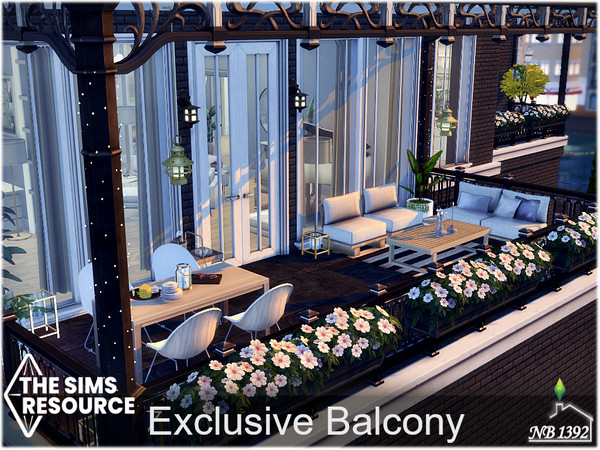 Sims 4 — Exclusive Balcony (CC only TSR) by nobody13922 — One of the eight rooms of an exclusive apartment. Rooms placed