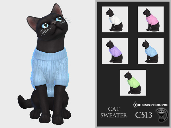 Sims 4 — Cat Sweater C513 by Daph's — 5 Swatches Compatible with HQ mod Works with all of skins Custom Thumbnail All Lods