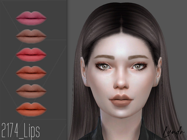 Sims 4 — Lips_2174 by LVNDRCC — Matte lipstick with subtle highlighter. Inspired by Korean beauty makeup products, in