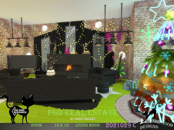 Sims 4 — FGD Room 2021029 C by Merit_Selket — a festive Living Room in black and bold colors 10x12 TSR CC only activate