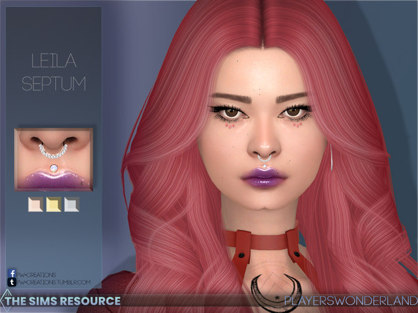 Sims 4 — Leila Septum by PlayersWonderland — A stylish septum with metalic rings and crystals. 3 swatches and custom