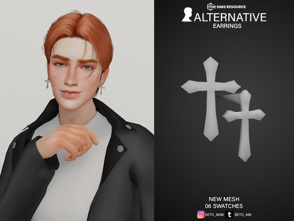 Sims 4 — Alternative (Earrings) by Beto_ae0 — Male earrings, hope you like them -05 colors - New Mesh - All Lods - All