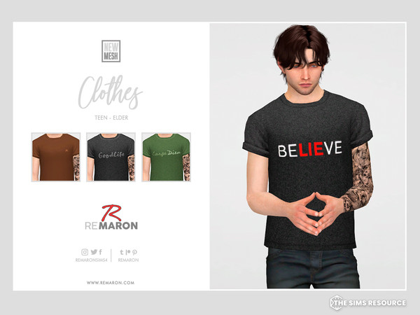 Sims 4 — Shirt for Male Sim by remaron — Shirt for Male Sim teen to elder in The Sims 4 ReMaron_M_Shirt002 New Mesh -15