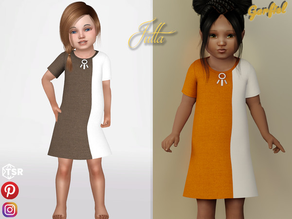 Sims 4 — Jutta - Cute simple two tone dress by Garfiel — Cute two-tone toddler dress with a glittery detail around the