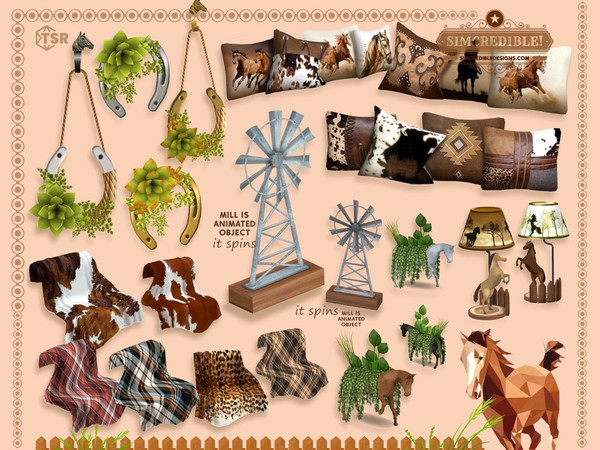 Sims 4 — Champion Ranch Faux Fur Rug by SIMcredible! — Now, we are sharing the decor items from our newest set, the