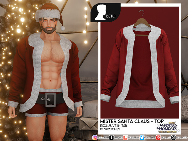Sims 4 — Mister Santa Claus (Top) by Beto_ae0 — Santa claus suit - 01 colors