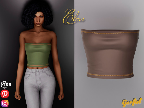 Sims 4 — Elena - Leather zip top by Garfiel — Cute female leather top with zip