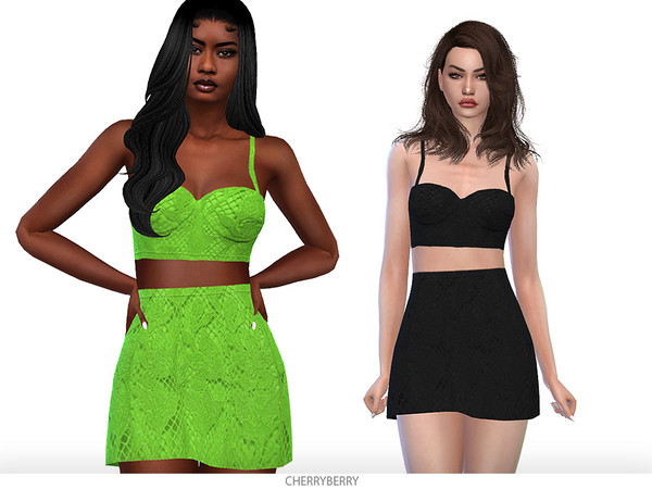 Sims 4 — Trish - Dress by CherryBerrySim — Lovely lace detail mini dress in bright colors.