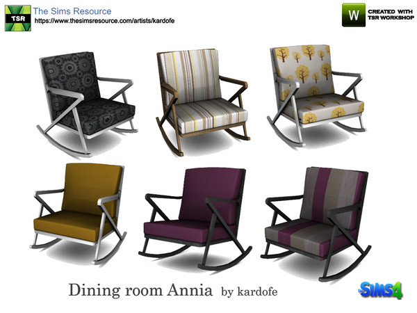 Sims 4 — kardofe_Dining room Annia_Living Chair by kardofe — Rocking chair, made of wood with two large upholstered