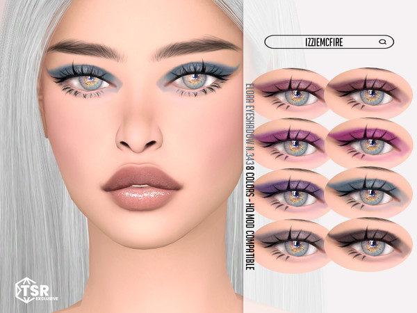 Sims 4 — Elora Eyeshadow N.343 by IzzieMcFire — Elora Eyeshadow N.343 contains 8 colors in hq texture.