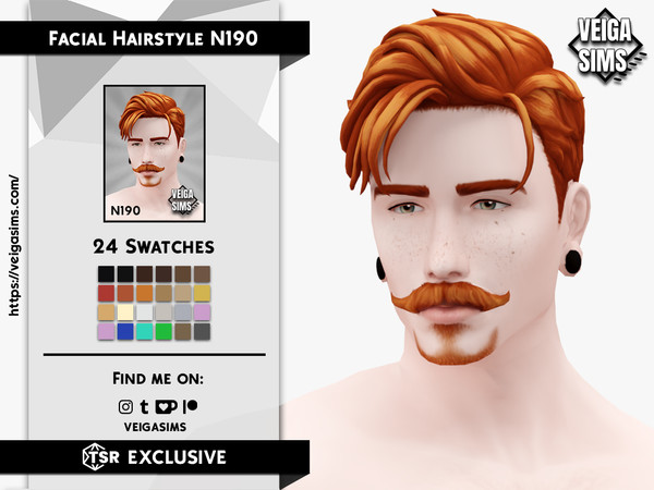 Sims 4 — Facial Hair Style N190 by David_Mtv2 — All maxis color (24 colors).