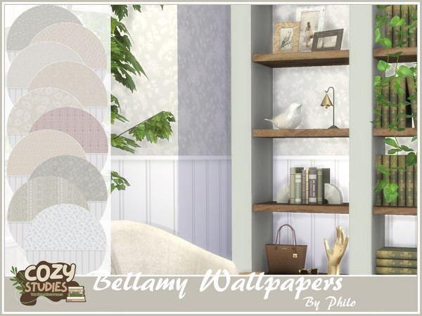 Sims 4 — Bellamy Wallpapers by philo — With their soft and muted colours, these wallpapers will be perfect for students