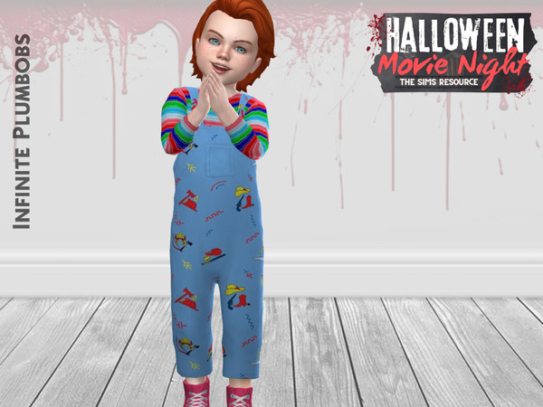 Sims 4 — Halloween Movie Night Toddler Chucky Dungarees by InfinitePlumbobs — Chucky inspired Dungarees for Toddlers