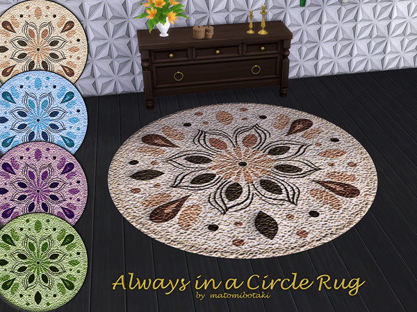 Sims 4 — Always in a Circle Rug by matomibotaki — Decorative and cozy round rug makes every room special in 3 X 3 size