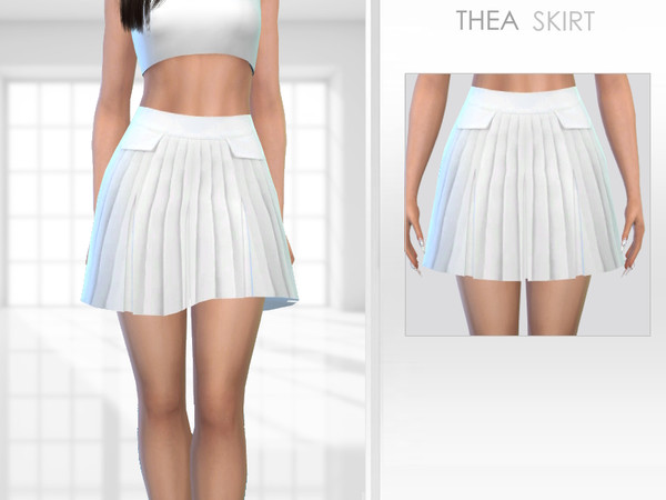 Sims 4 — Thea Skirt by Puresim — White skirt for everyday look.