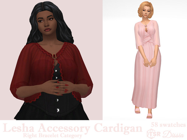 Sims 4 — Lesha Accessory Cardigan by Dissia — Accessory transparent midi sleeves cardigan