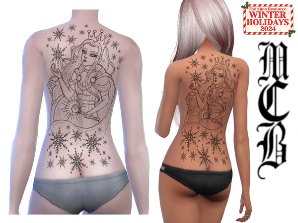 Sims 4 — Ice Queen Back Tattoo by MaruChanBe2 — A back tattoo for your cuties.